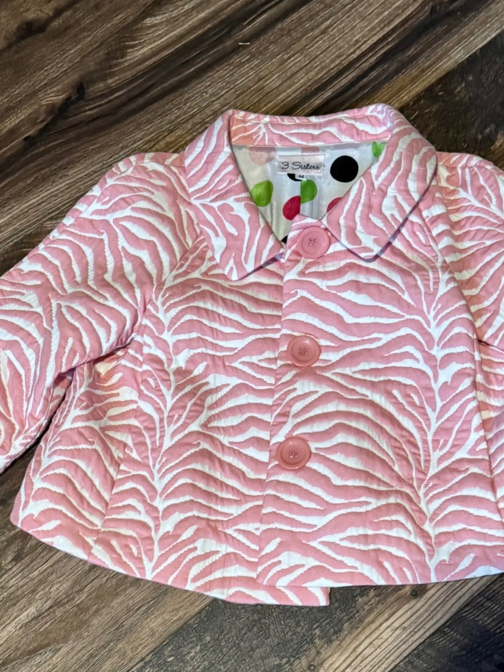 3 Sisters Pink & White Zebra Print Y2K Vintage Boutique Jacket - Size M